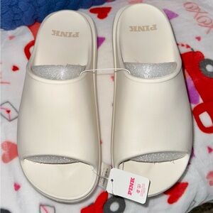 NWT- PINK Victoria's Secret “White Shell” Platform Slide Sandals